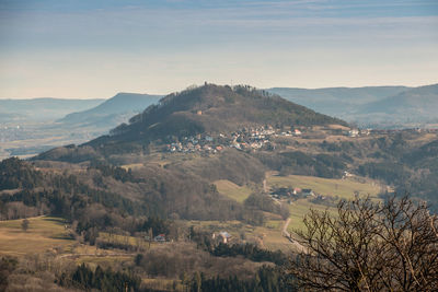 High angle view of landscape against sky