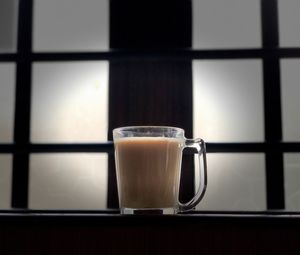 Close-up of coffee cup on table