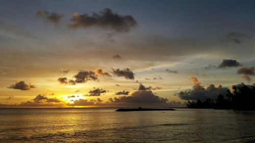 Scenic view of sunset over sea