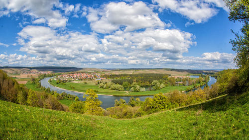 River and landscape against sky