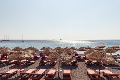 Panoramic view of beach against clear sky