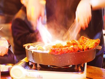 Close-up of preparing food