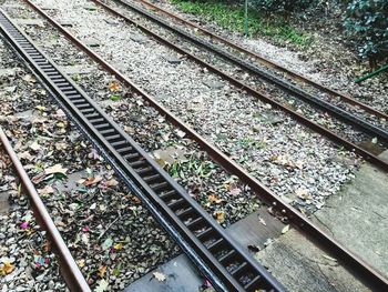 High angle view of railway tracks