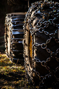 Close-up of rope on field