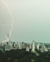 Panoramic view of buildings in city against sky