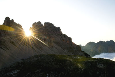 Scenic view of mountains against clear sky