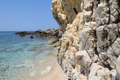 Scenic view of sea against clear sky