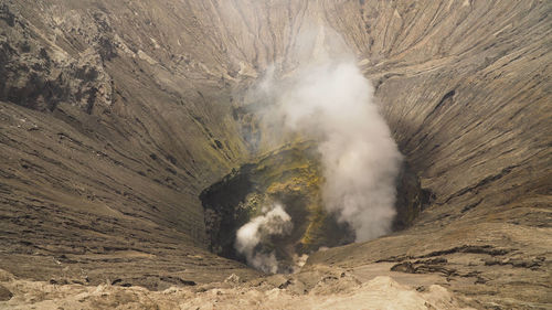 Active volcano with a crater. gunung bromo, jawa, indonesia.