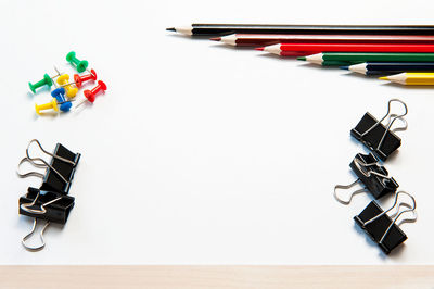 High angle view of pen on table