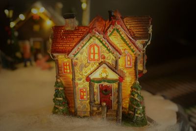 Close-up of illuminated lighting equipment