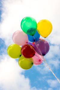 Low angle view of colorful balloons