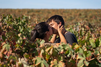 Portrait of couple on plants