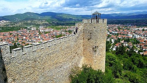 High angle view of townscape against the sky