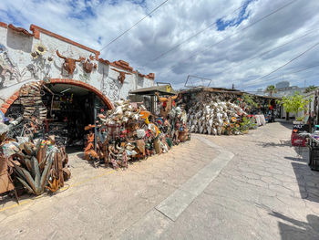 Nogales, mexico. july 8, 2022, hispanic vendors, shops and businesses sell souvenirs