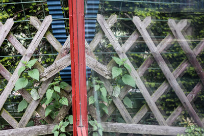 High angle view of metallic structure