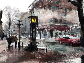Cars on wet window during rainy season