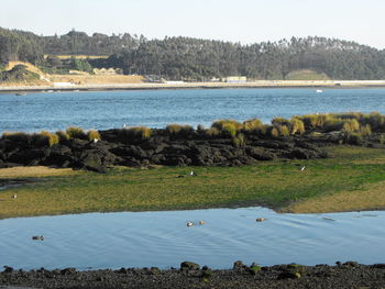 Scenic view of lake against sky