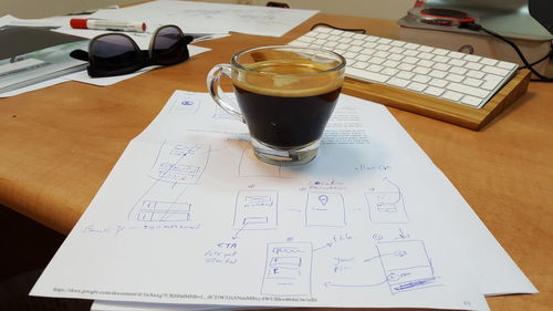 Close-up of coffee cup on table