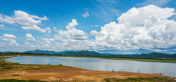 Scenic view of lake against sky