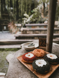 Close-up of dessert on table