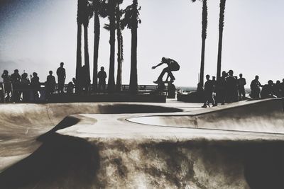 Man skateboarding at skateboard park