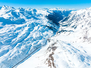 Fantastic snow mountains landscape banner background from alps