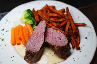 Close-up of meal served in plate