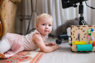 Close-up of cute boy with toy