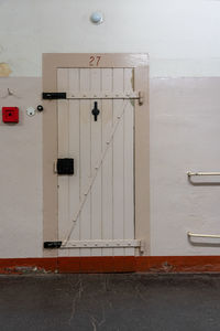 Closed door of building