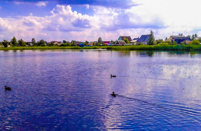 Scenic view of lake against sky