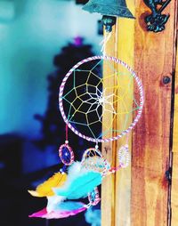 Close-up of multi colored decoration hanging outdoors