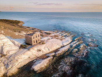 High angle view of beach against sky