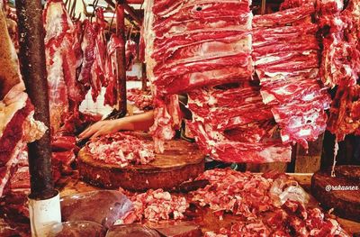 Close-up of meat for sale in market