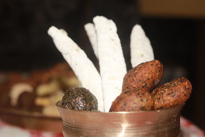 Close-up of ice cream on table