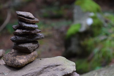 Close-up of stack of pebbles