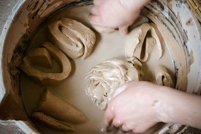 Close-up of woman preparing food