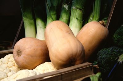 High angle view of vegetables for sale in market