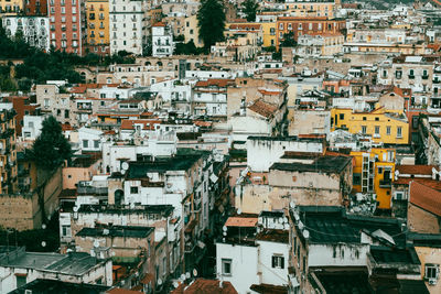 High angle view of buildings in city