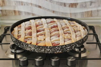 Close-up of dessert in tray