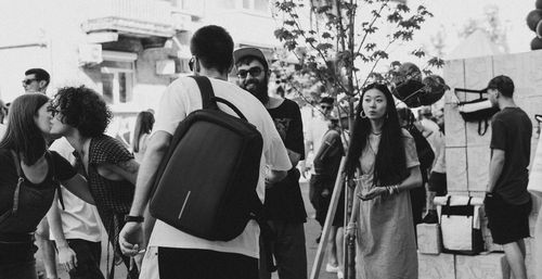 Group of people walking in city