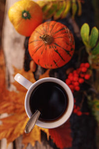 High angle view of coffee cup