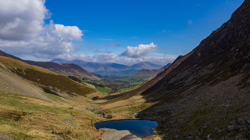 Scenic view of mountains against sky