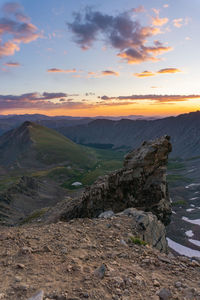 Scenic view of landscape against sky during sunset