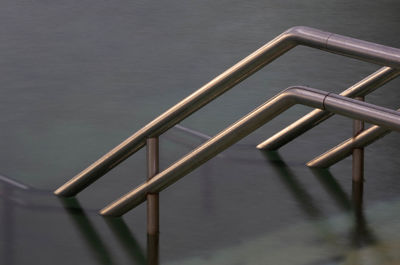 High angle view of railing in lake