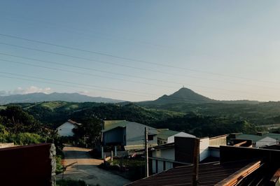 Scenic view of mountains against clear sky