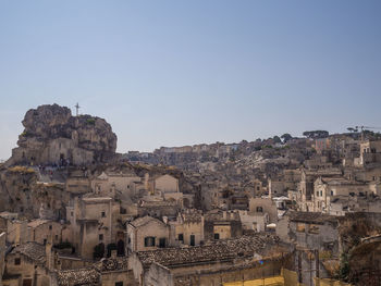 The panorama of the beautiful city of matera, italy.