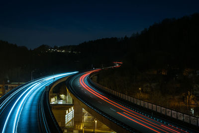 Light trails on highway at night