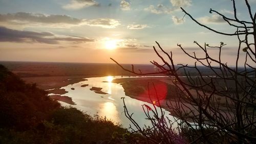 Scenic view of sunset over sea