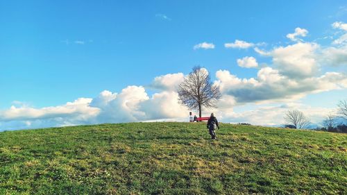 Scenic view of land against sky