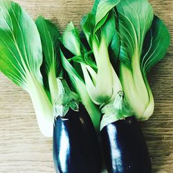 High angle view of vegetables on table